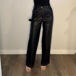 Black Faux Leather Pants